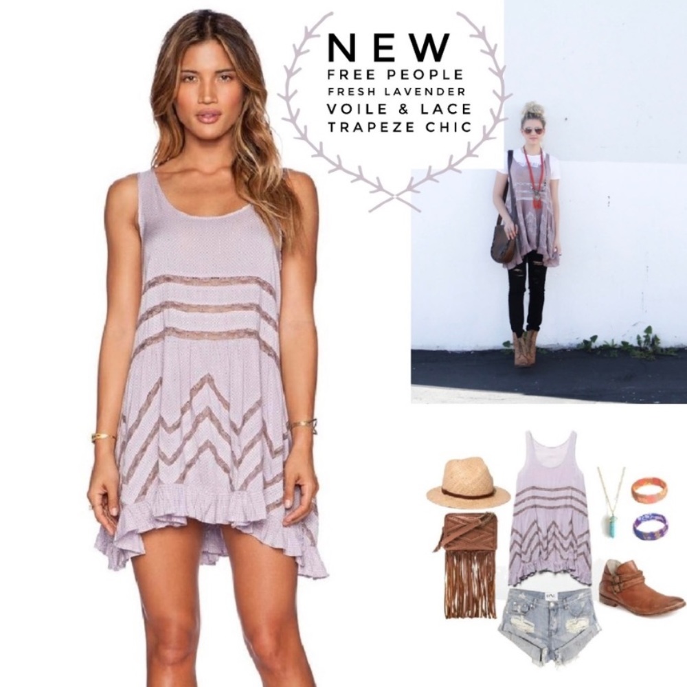 NWT Free People Voile & Lace Trapeze Dress